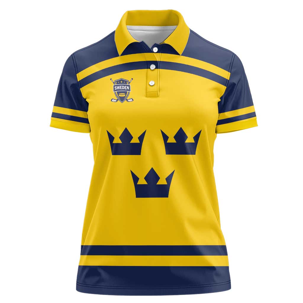 Custom Hockey 2026 Sweden Women Polo Shirt Tre Kronor Go Champions - Wonder Print Shop