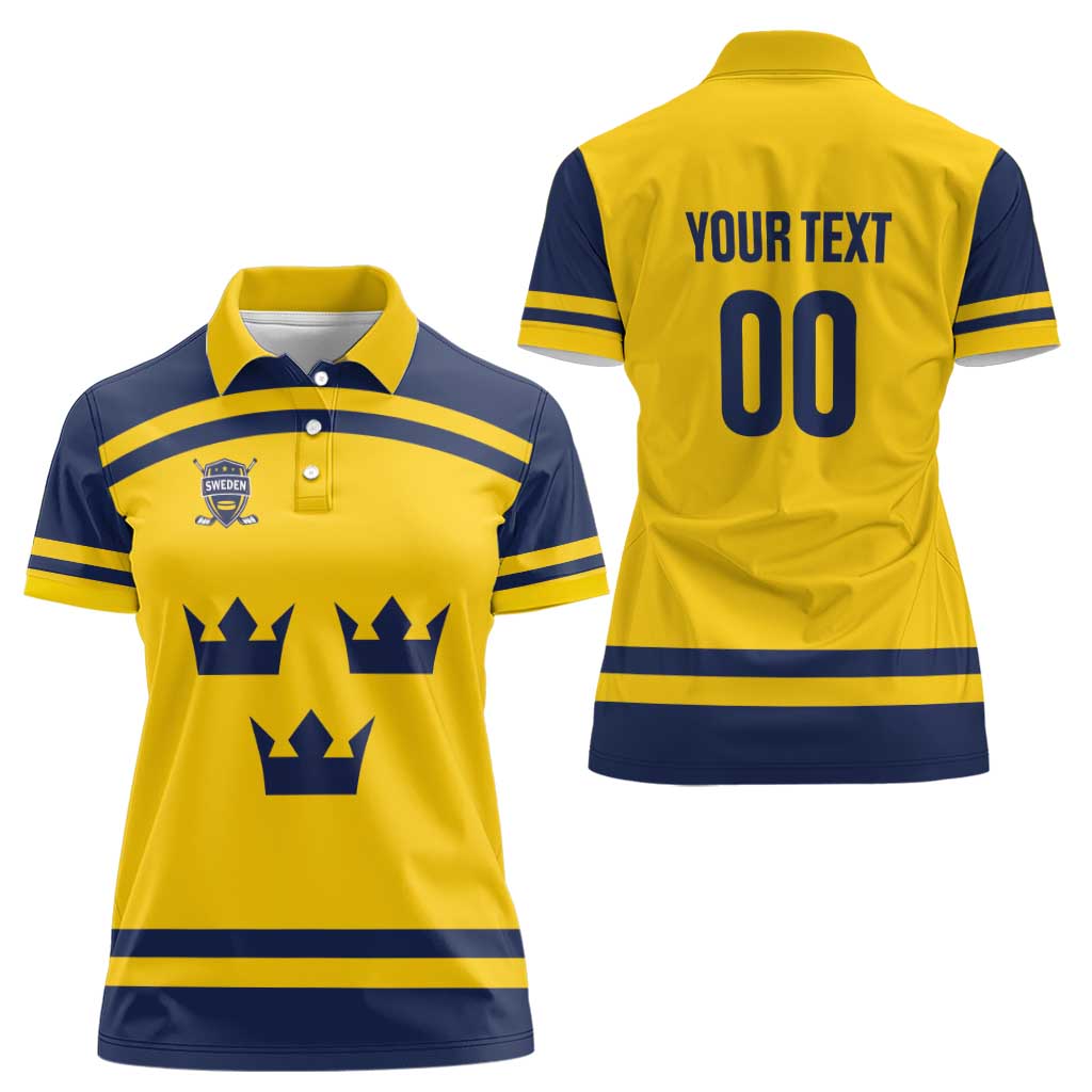 Custom Hockey 2026 Sweden Women Polo Shirt Tre Kronor Go Champions - Wonder Print Shop