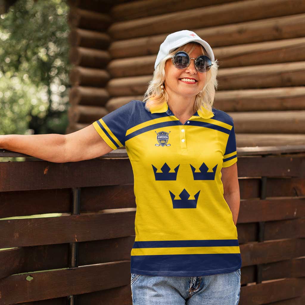 Custom Hockey 2026 Sweden Women Polo Shirt Tre Kronor Go Champions - Wonder Print Shop
