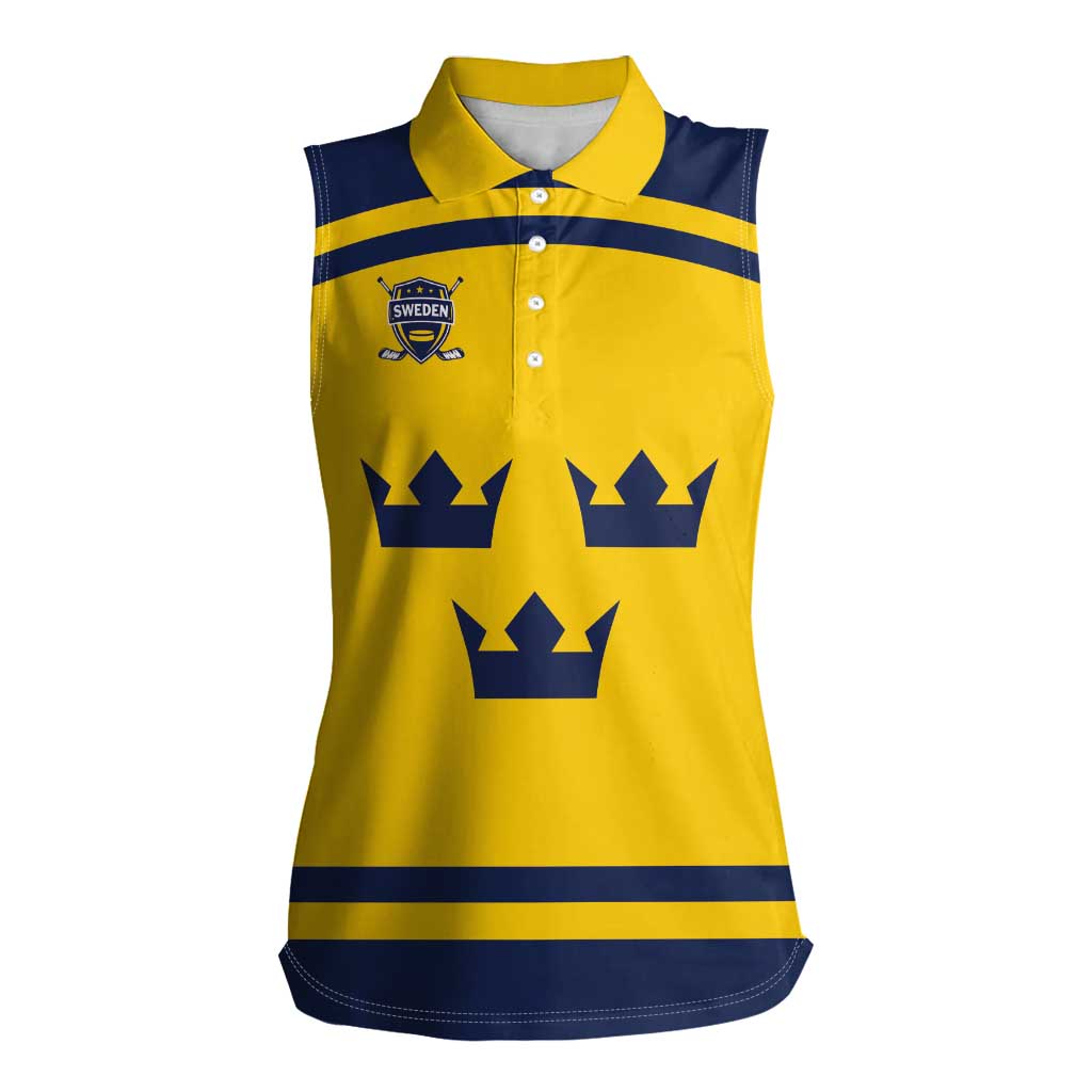 Custom Hockey 2026 Sweden Women Sleeveless Polo Shirt Tre Kronor Go Champions - Wonder Print Shop