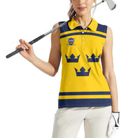 Custom Hockey 2026 Sweden Women Sleeveless Polo Shirt Tre Kronor Go Champions - Wonder Print Shop