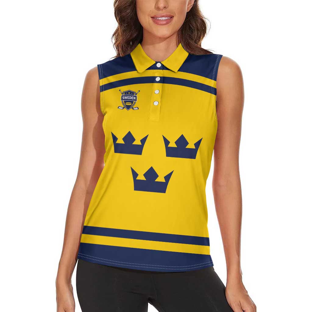 Custom Hockey 2026 Sweden Women Sleeveless Polo Shirt Tre Kronor Go Champions - Wonder Print Shop