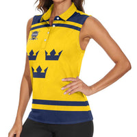 Custom Hockey 2026 Sweden Women Sleeveless Polo Shirt Tre Kronor Go Champions - Wonder Print Shop