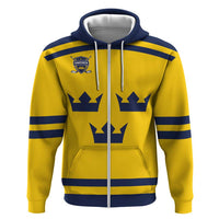 Custom Hockey 2026 Sweden Zip Hoodie Tre Kronor Go Champions - Wonder Print Shop