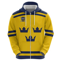 Custom Hockey 2026 Sweden Zip Hoodie Tre Kronor Go Champions - Wonder Print Shop