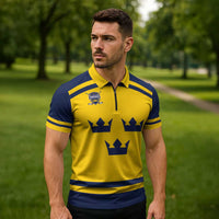 Custom Hockey 2026 Sweden Zipper Polo Shirt Tre Kronor Go Champions - Wonder Print Shop