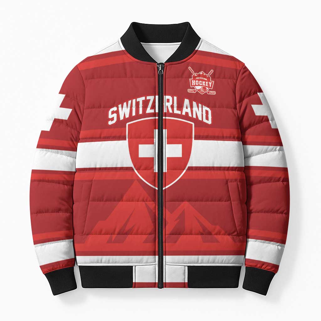 Custom Hockey 2026 Switzerland Bomber Puffer Jacket Go Champions La Nati - Wonder Print Shop