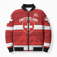 Custom Hockey 2026 Switzerland Bomber Puffer Jacket Go Champions La Nati - Wonder Print Shop