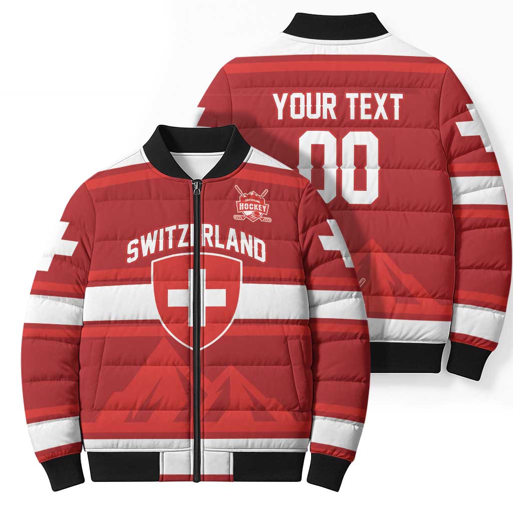 Custom Hockey 2026 Switzerland Bomber Puffer Jacket Go Champions La Nati - Wonder Print Shop