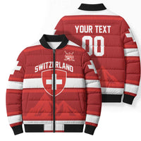 Custom Hockey 2026 Switzerland Bomber Puffer Jacket Go Champions La Nati - Wonder Print Shop