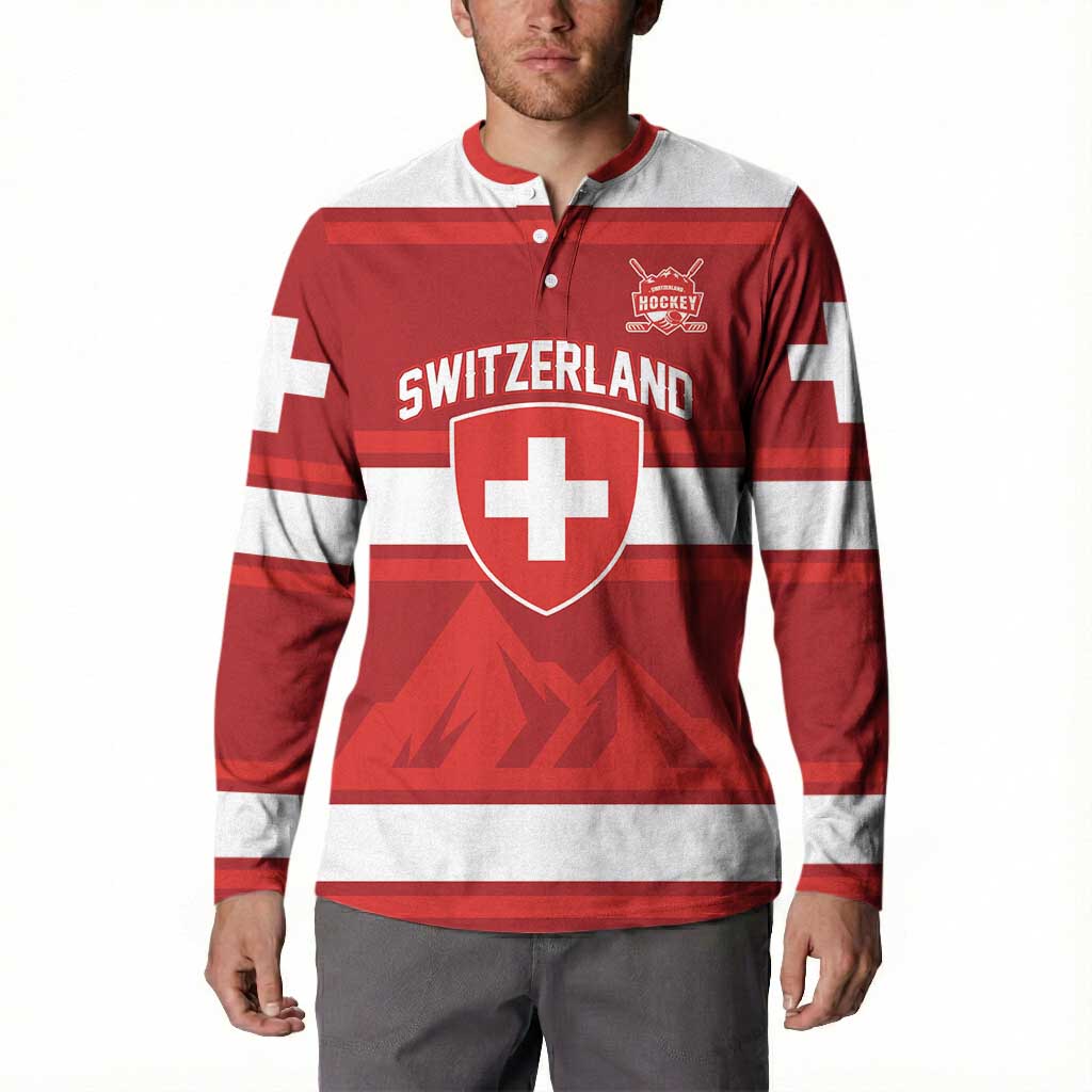 Custom Hockey 2026 Switzerland Button Sweatshirt Go Champions La Nati - Wonder Print Shop
