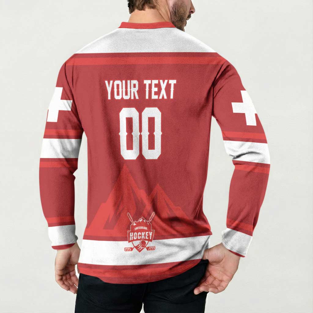 Custom Hockey 2026 Switzerland Button Sweatshirt Go Champions La Nati - Wonder Print Shop
