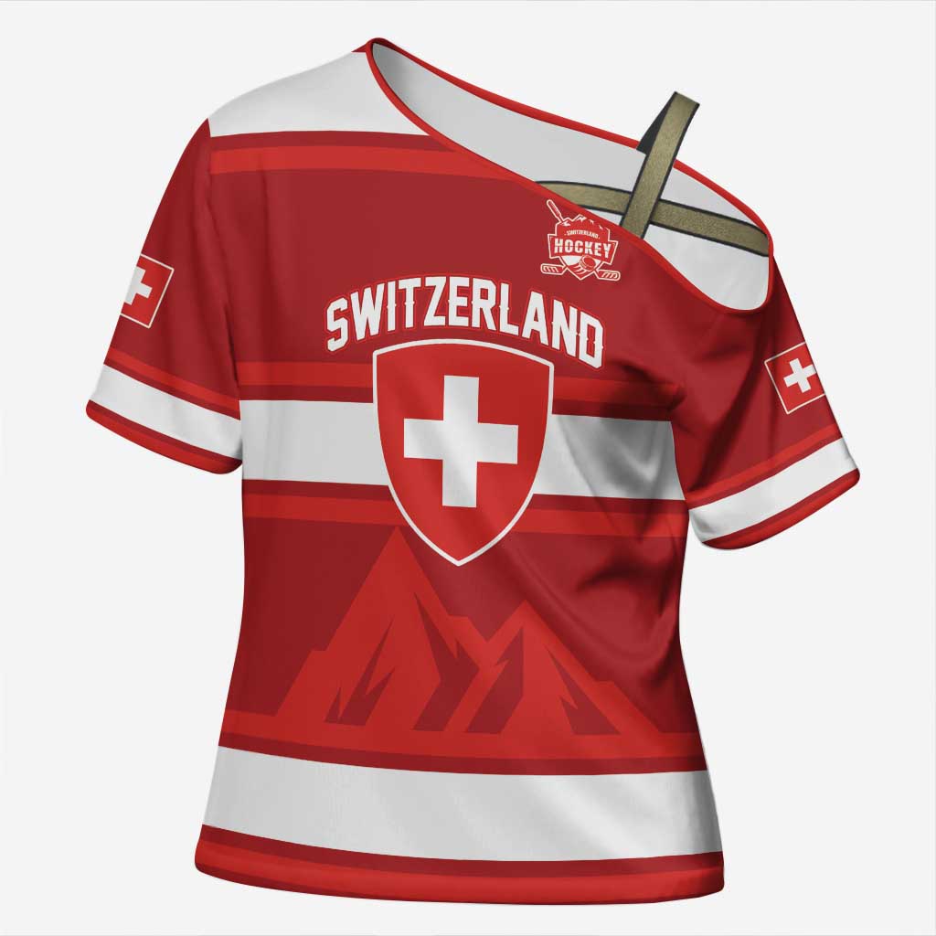 Custom Hockey 2026 Switzerland Cross Shoulder Shirt Go Champions La Nati - Wonder Print Shop
