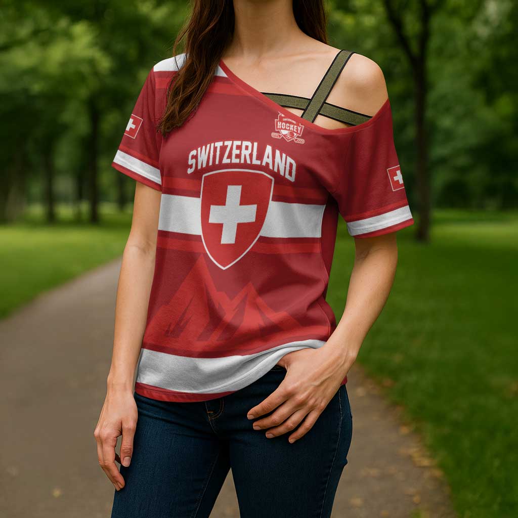 Custom Hockey 2026 Switzerland Cross Shoulder Shirt Go Champions La Nati - Wonder Print Shop