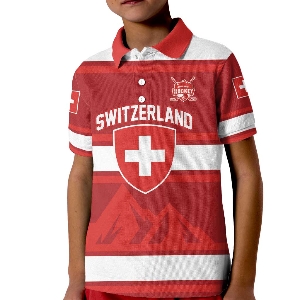 Custom Hockey 2026 Switzerland Kid Polo Shirt Go Champions La Nati - Wonder Print Shop