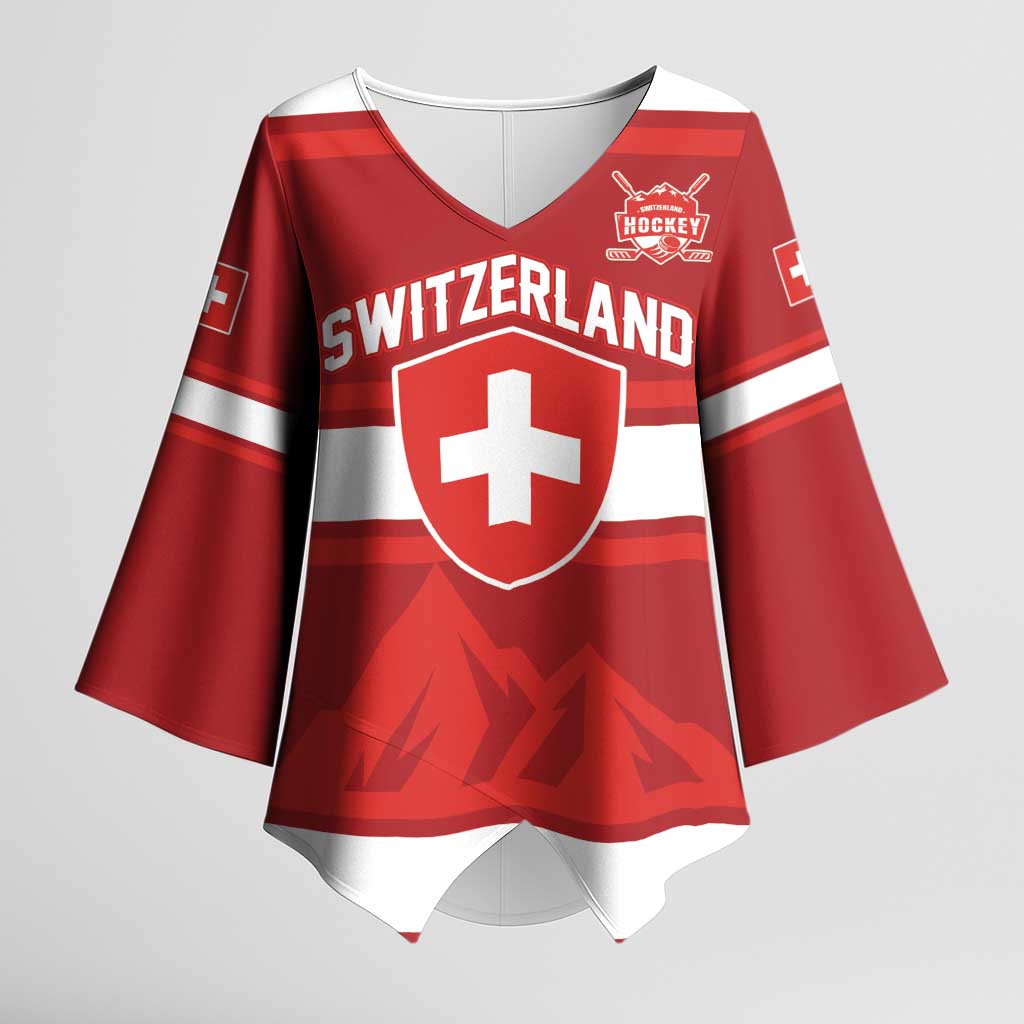 Custom Hockey 2026 Switzerland Kimono Sleeve Blouse Go Champions La Nati - Wonder Print Shop
