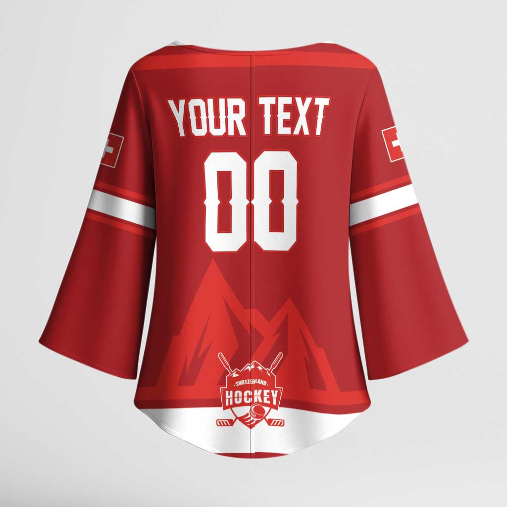 Custom Hockey 2026 Switzerland Kimono Sleeve Blouse Go Champions La Nati - Wonder Print Shop