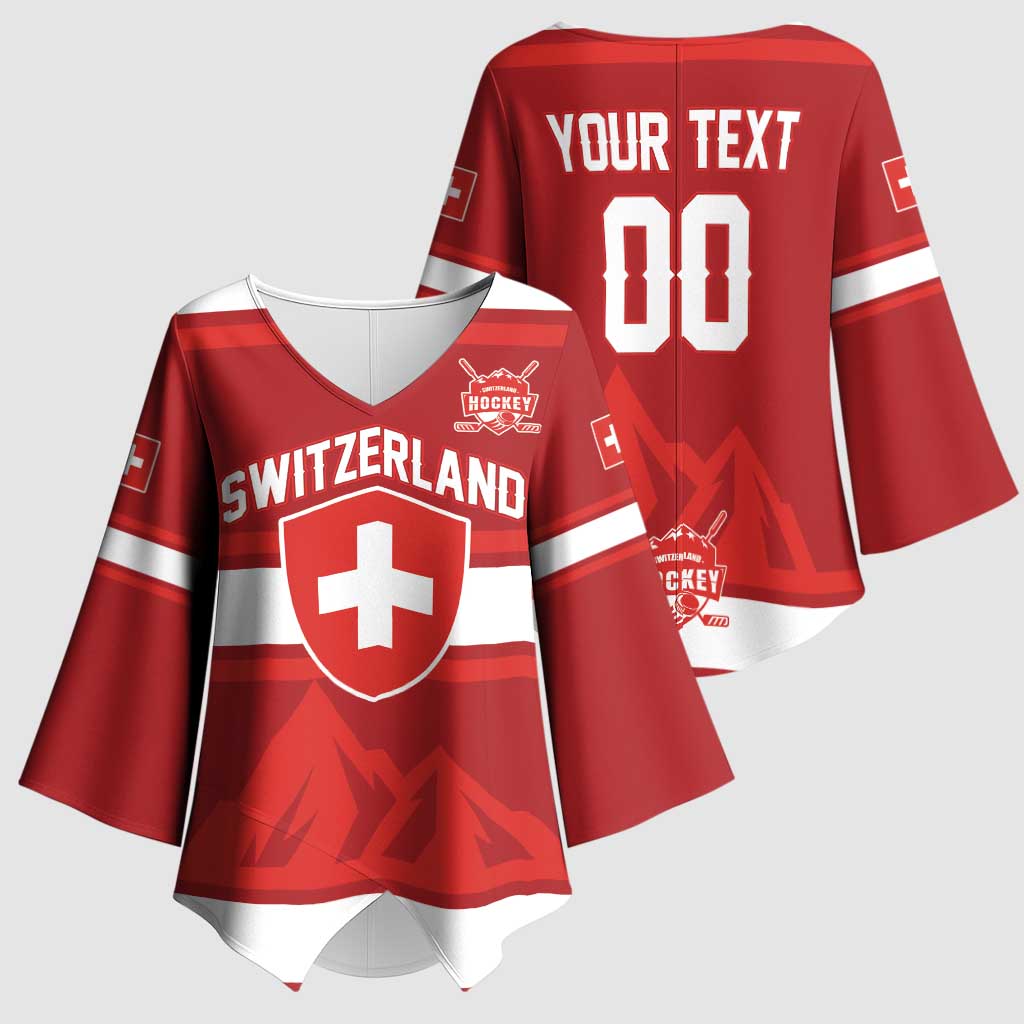Custom Hockey 2026 Switzerland Kimono Sleeve Blouse Go Champions La Nati - Wonder Print Shop