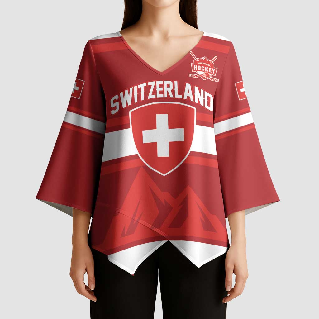 Custom Hockey 2026 Switzerland Kimono Sleeve Blouse Go Champions La Nati - Wonder Print Shop