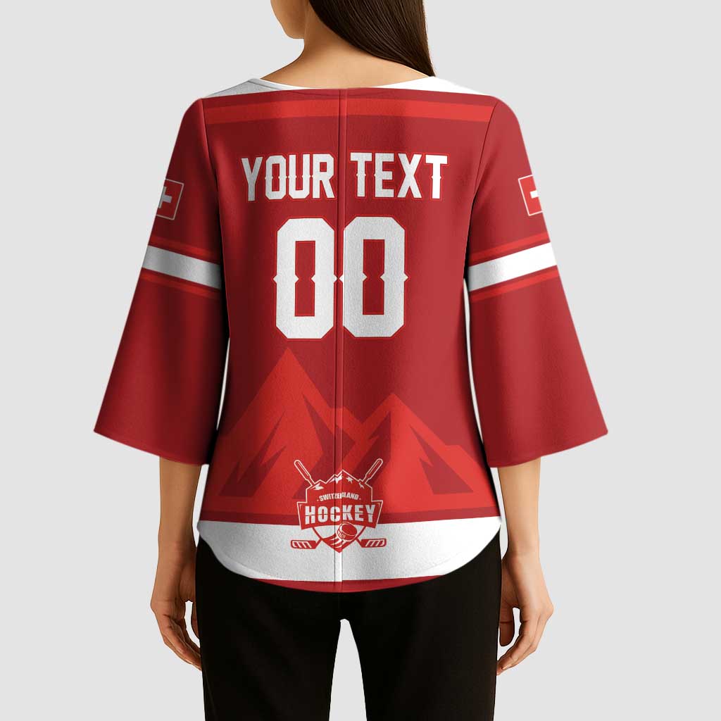 Custom Hockey 2026 Switzerland Kimono Sleeve Blouse Go Champions La Nati - Wonder Print Shop