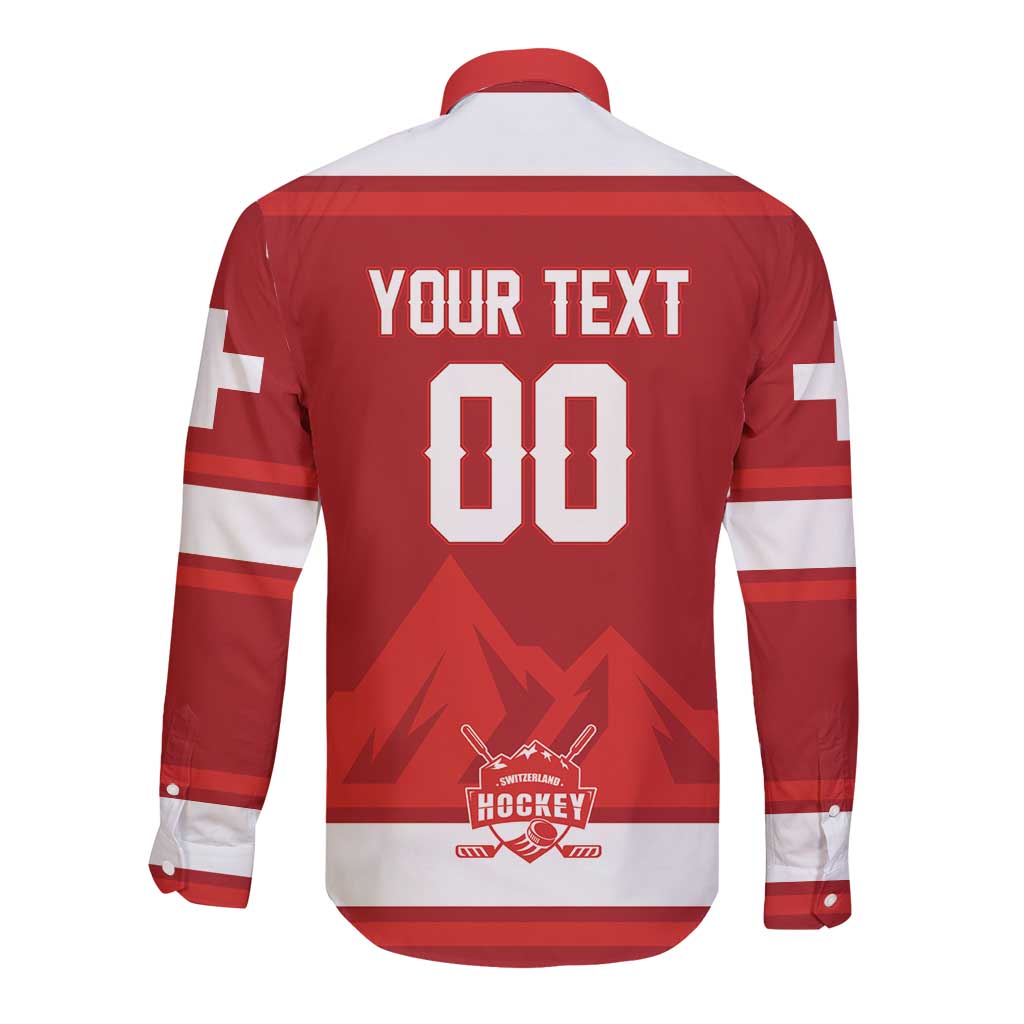 Custom Hockey 2026 Switzerland Long Sleeve Button Shirt Go Champions La Nati - Wonder Print Shop