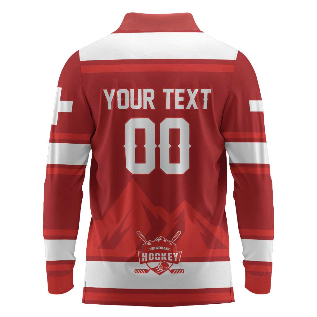 Custom Hockey 2026 Switzerland Long Sleeve Polo Shirt Go Champions La Nati - Wonder Print Shop