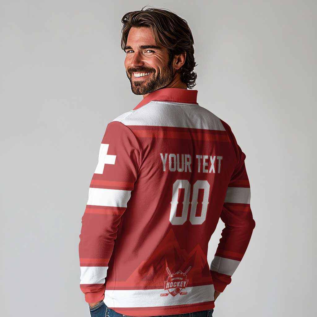 Custom Hockey 2026 Switzerland Long Sleeve Polo Shirt Go Champions La Nati - Wonder Print Shop