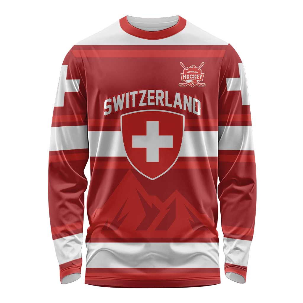 Custom Hockey 2026 Switzerland Long Sleeve Shirt Go Champions La Nati - Wonder Print Shop