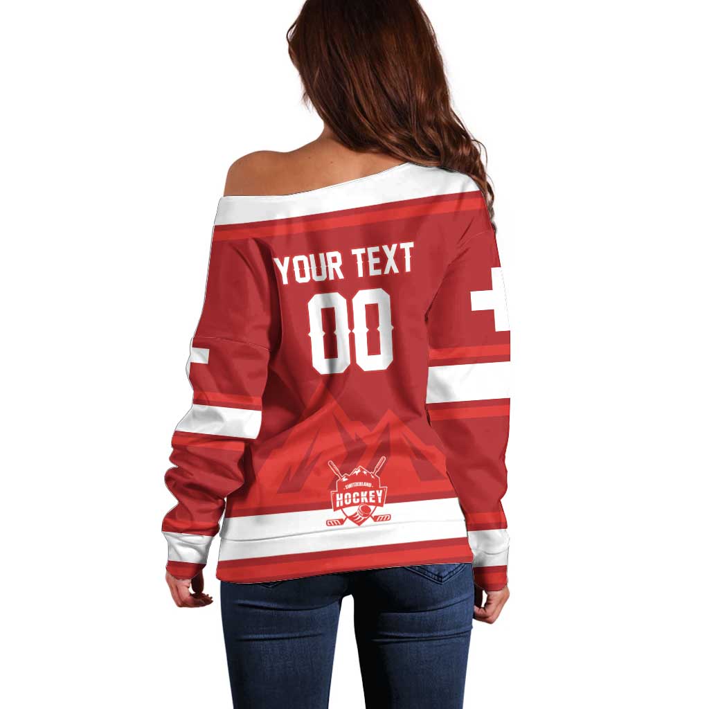 Custom Hockey 2026 Switzerland Off Shoulder Sweater Go Champions La Nati - Wonder Print Shop