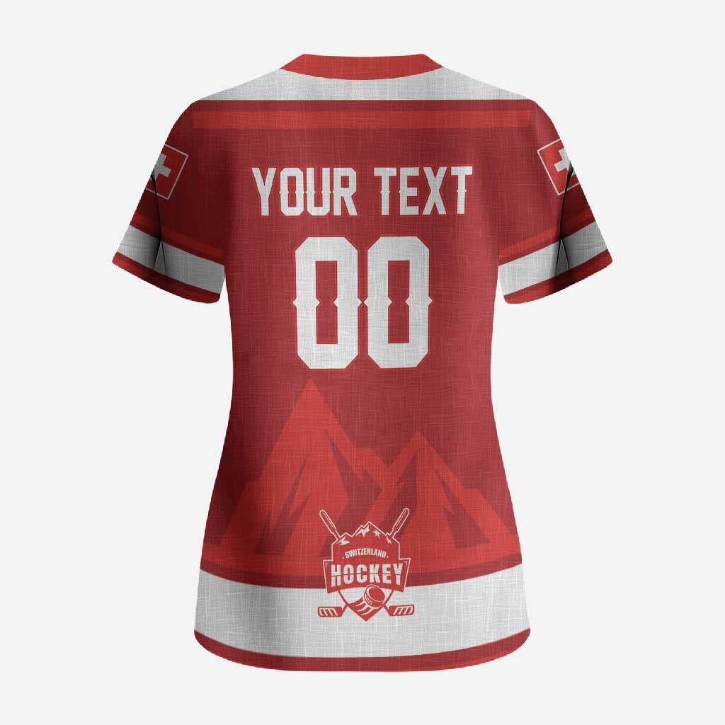 Custom Hockey 2026 Switzerland Scrub Top Go Champions La Nati - Wonder Print Shop