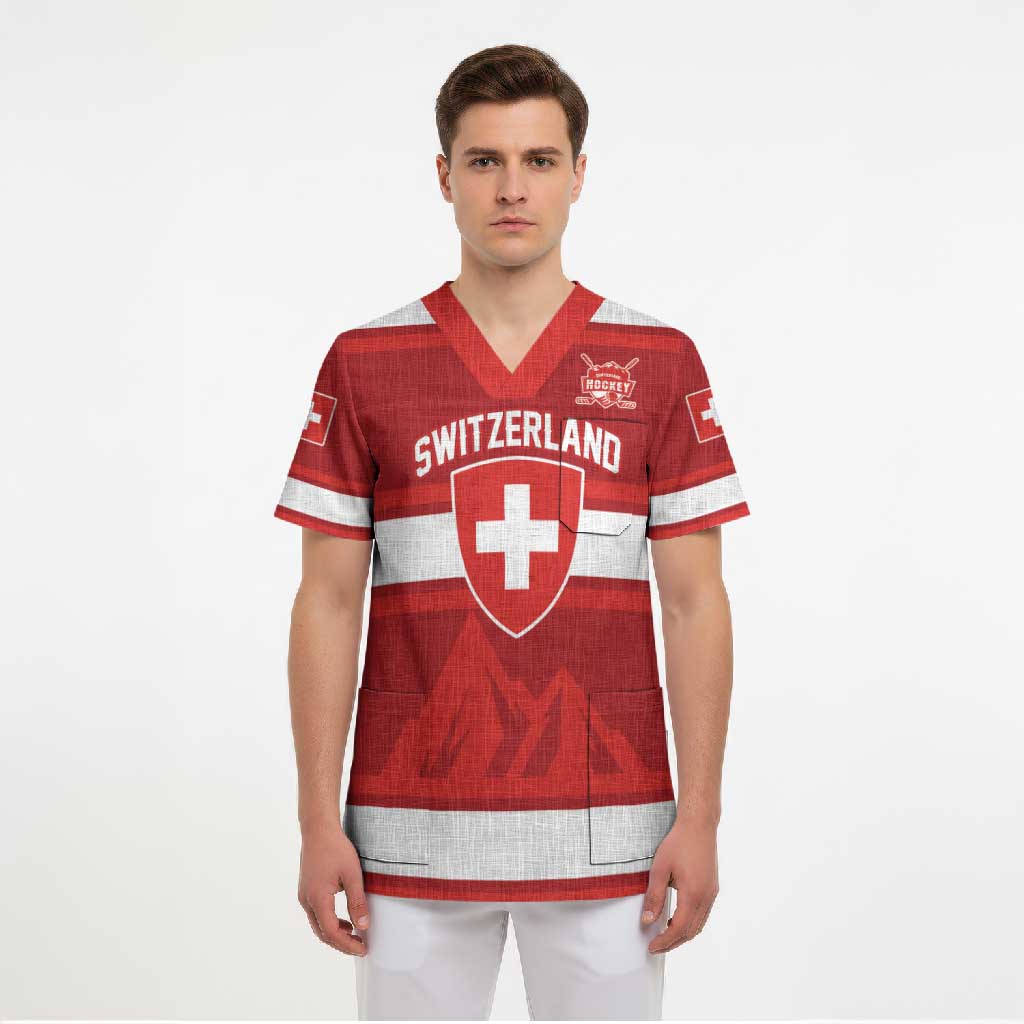 Custom Hockey 2026 Switzerland Scrub Top Go Champions La Nati - Wonder Print Shop