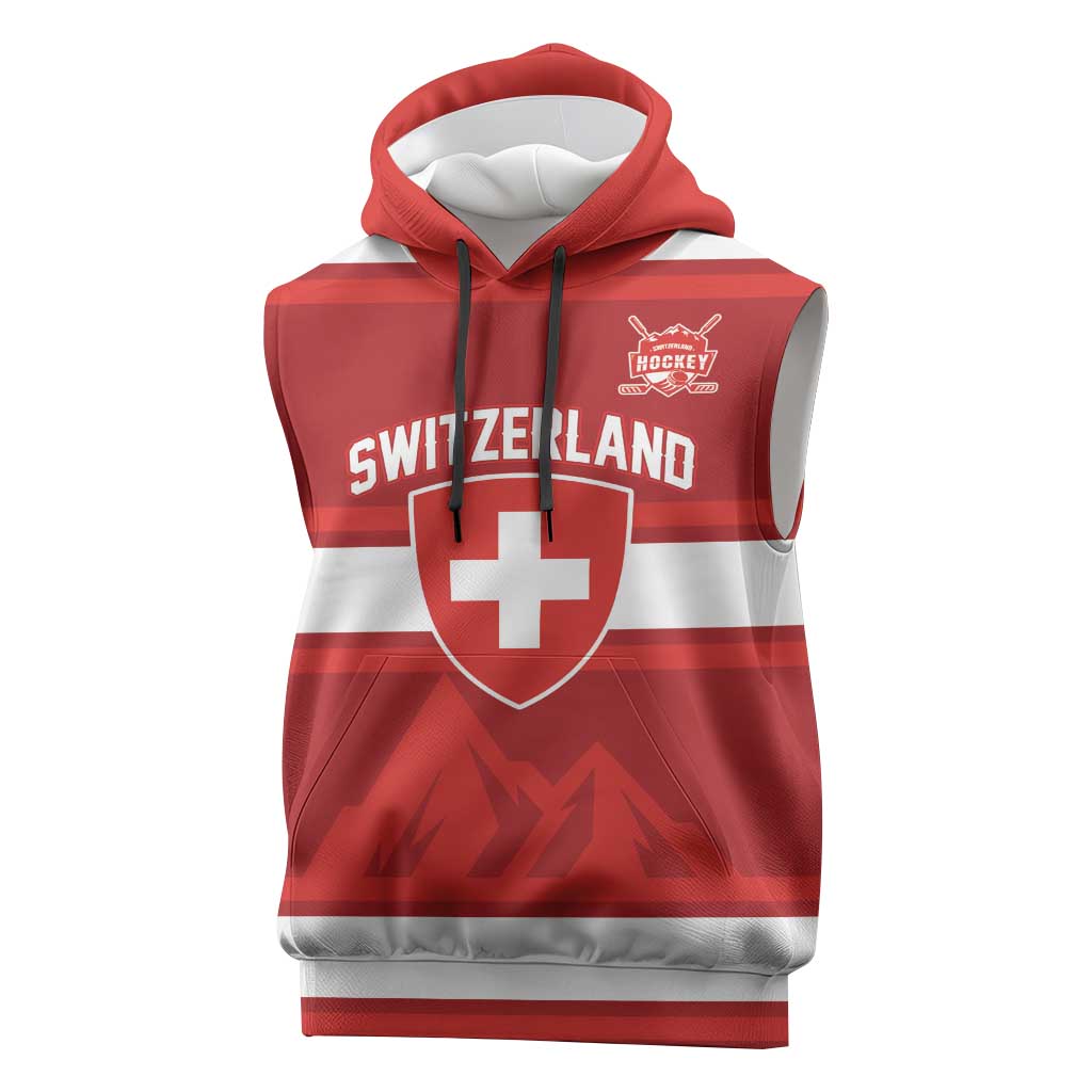 Custom Hockey 2026 Switzerland Sleeveless Hoodie Go Champions La Nati - Wonder Print Shop