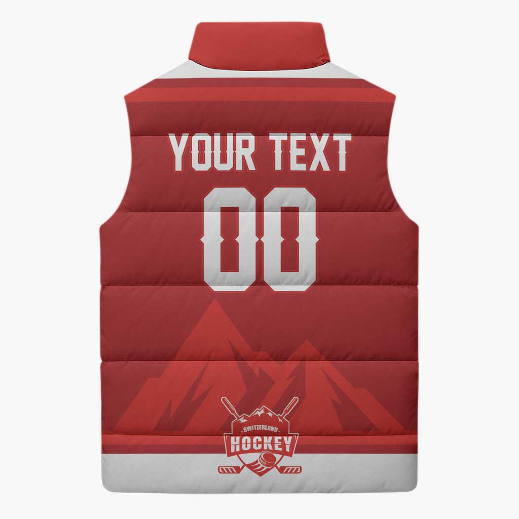 Custom Hockey 2026 Switzerland Sleeveless Puffer Jacket Go Champions La Nati - Wonder Print Shop