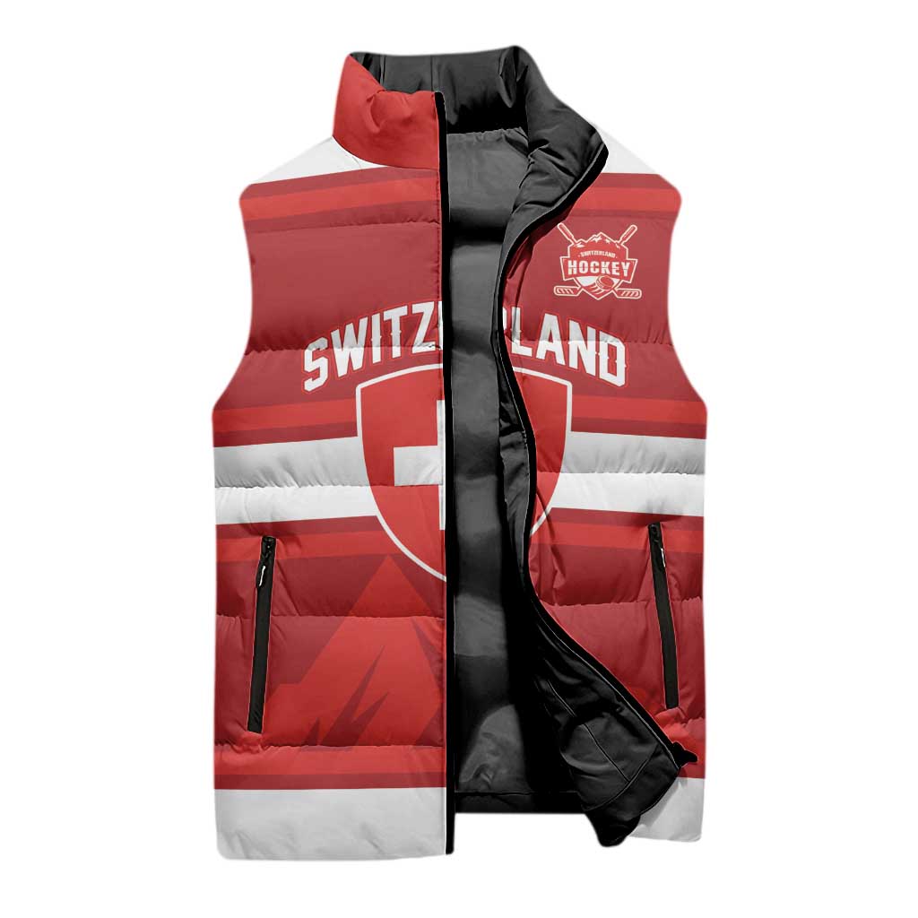 Custom Hockey 2026 Switzerland Sleeveless Puffer Jacket Go Champions La Nati - Wonder Print Shop