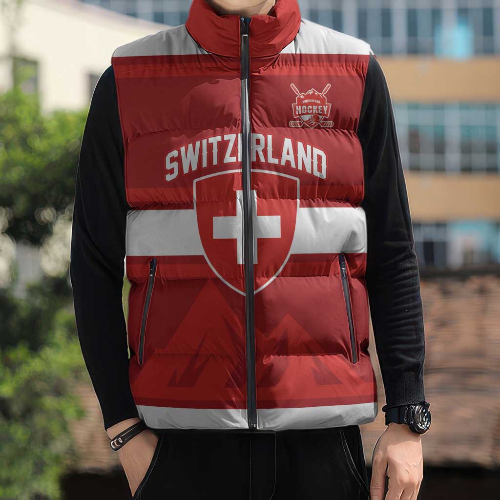 Custom Hockey 2026 Switzerland Sleeveless Puffer Jacket Go Champions La Nati - Wonder Print Shop