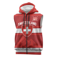 Custom Hockey 2026 Switzerland Sleeveless Zip Hoodie Go Champions La Nati - Wonder Print Shop