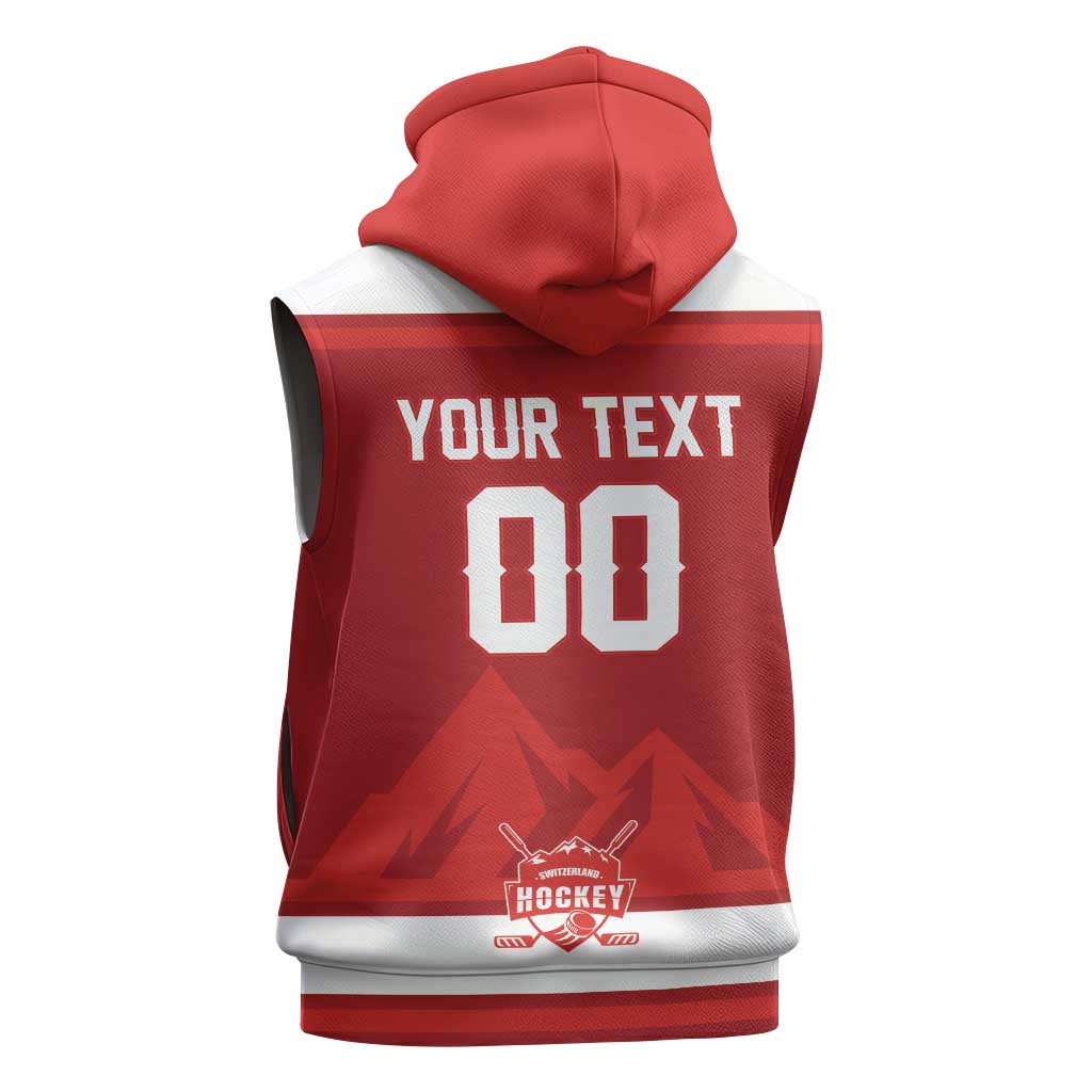 Custom Hockey 2026 Switzerland Sleeveless Zip Hoodie Go Champions La Nati - Wonder Print Shop