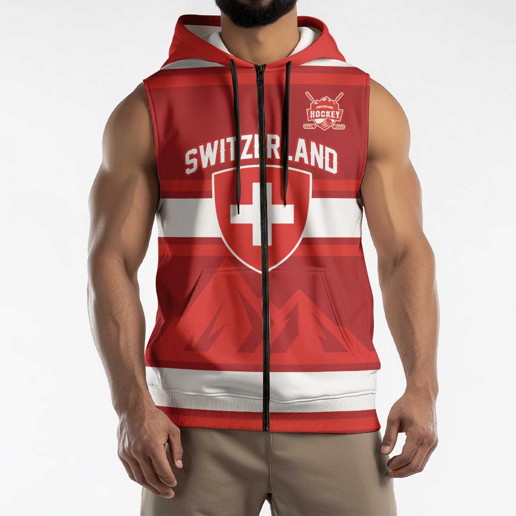 Custom Hockey 2026 Switzerland Sleeveless Zip Hoodie Go Champions La Nati - Wonder Print Shop