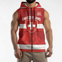 Custom Hockey 2026 Switzerland Sleeveless Zip Hoodie Go Champions La Nati - Wonder Print Shop