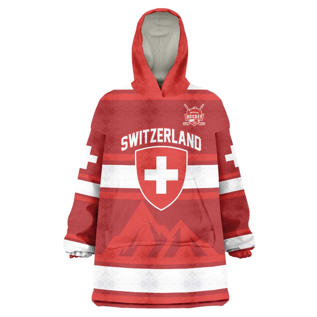 Custom Hockey 2026 Switzerland Wearable Blanket Hoodie Go Champions La Nati - Wonder Print Shop