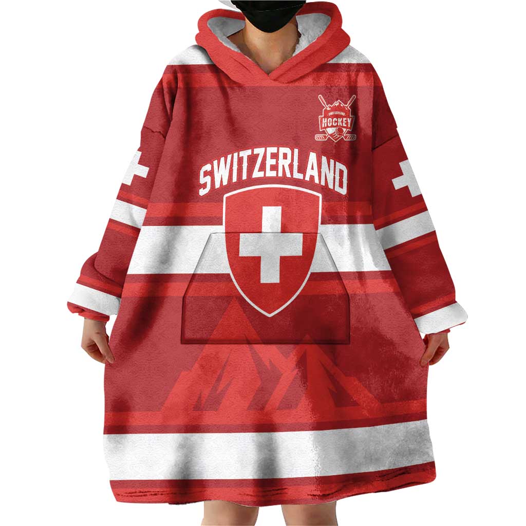 Custom Hockey 2026 Switzerland Wearable Blanket Hoodie Go Champions La Nati - Wonder Print Shop