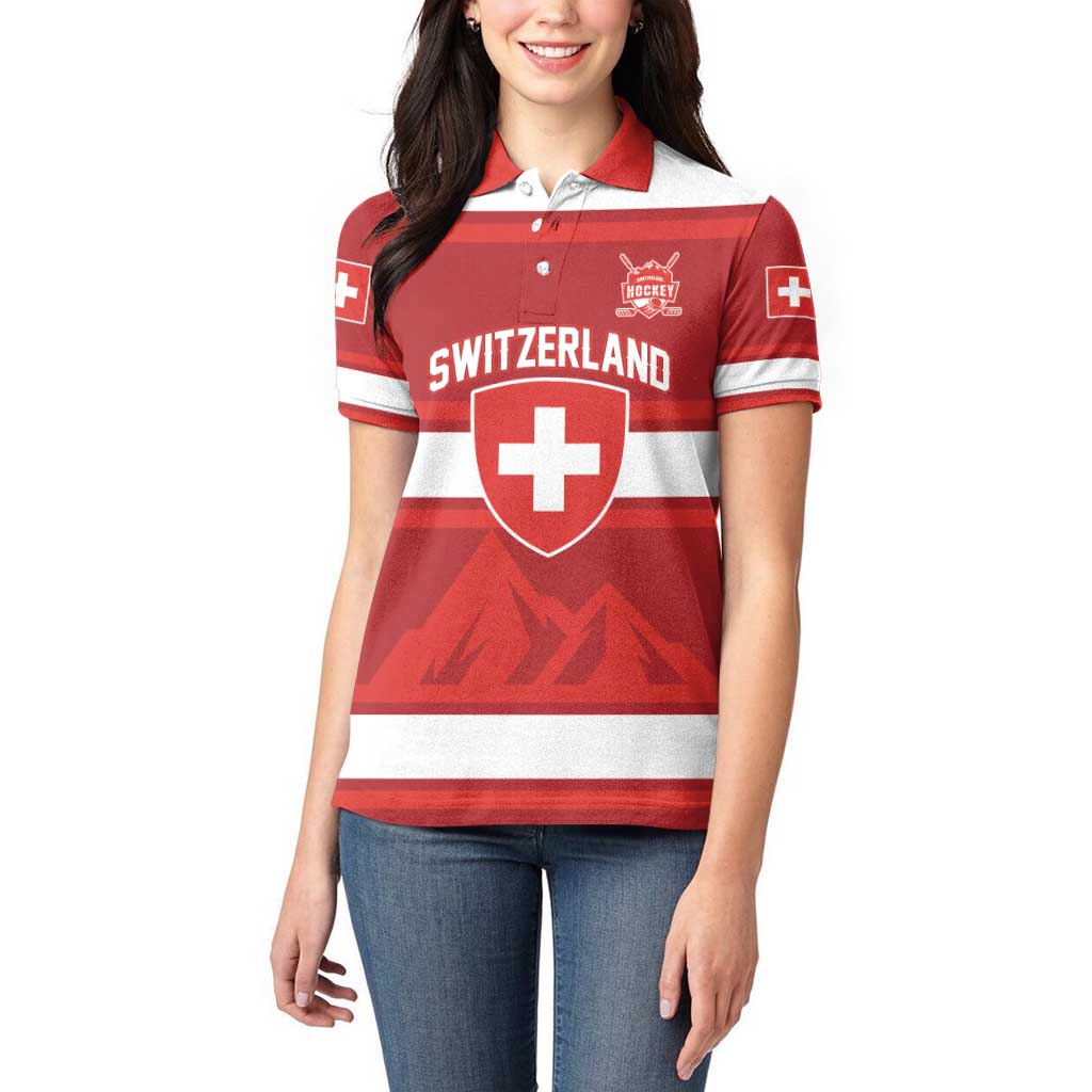 Custom Hockey 2026 Switzerland Women Polo Shirt Go Champions La Nati - Wonder Print Shop