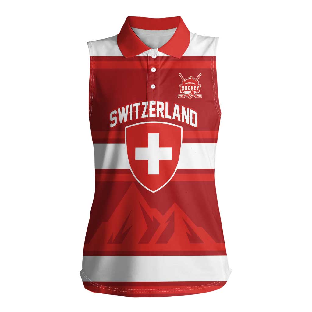 Custom Hockey 2026 Switzerland Women Sleeveless Polo Shirt Go Champions La Nati - Wonder Print Shop