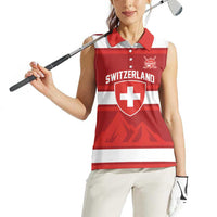 Custom Hockey 2026 Switzerland Women Sleeveless Polo Shirt Go Champions La Nati - Wonder Print Shop