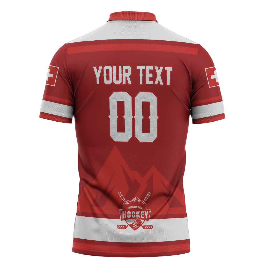 Custom Hockey 2026 Switzerland Zipper Polo Shirt Go Champions La Nati - Wonder Print Shop