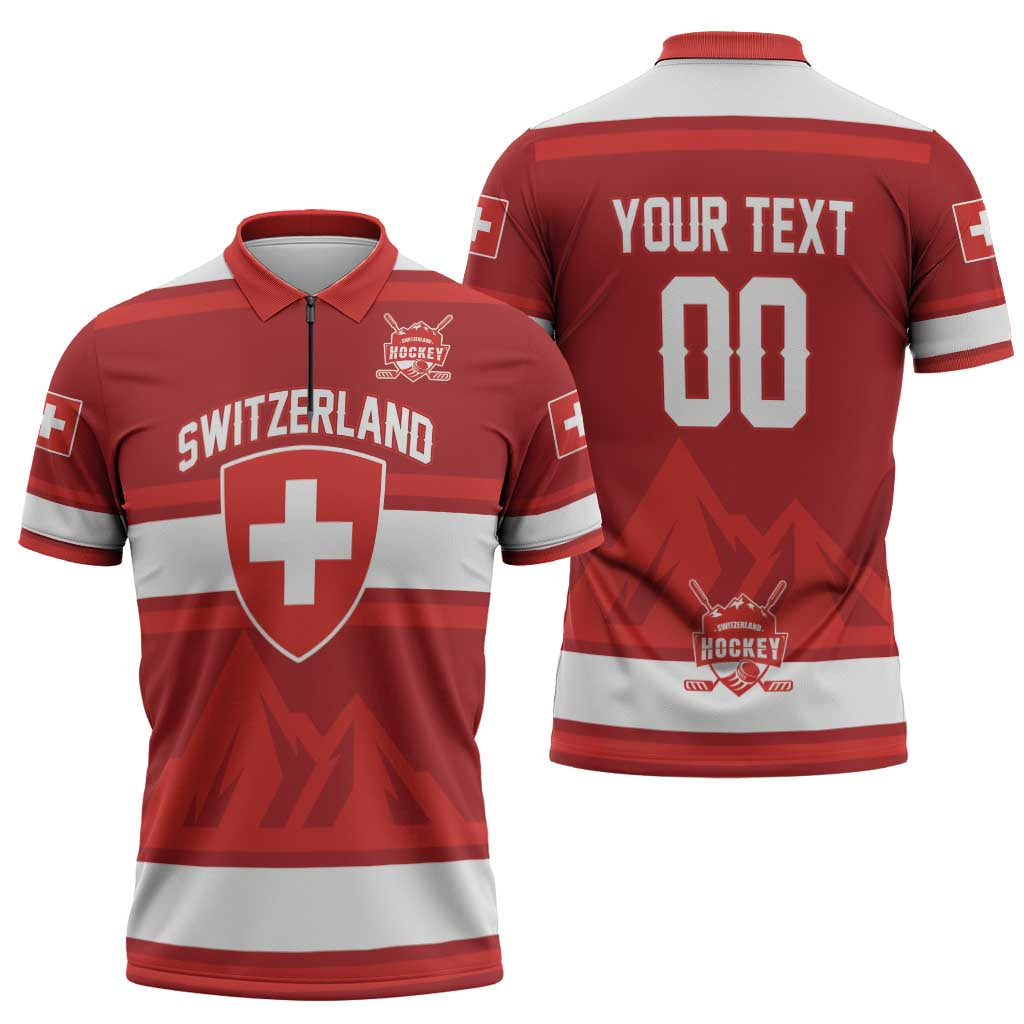 Custom Hockey 2026 Switzerland Zipper Polo Shirt Go Champions La Nati - Wonder Print Shop