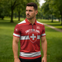 Custom Hockey 2026 Switzerland Zipper Polo Shirt Go Champions La Nati - Wonder Print Shop