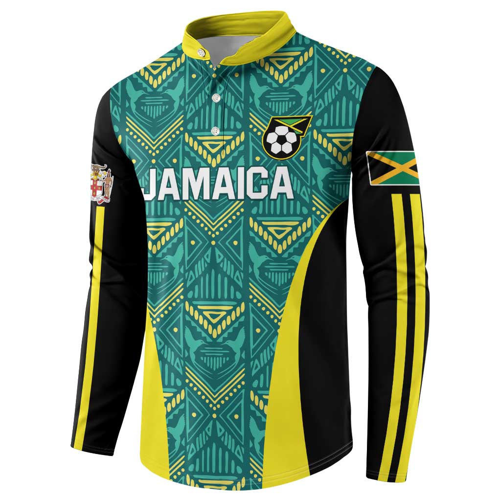 Custom Jamaica Football Button Sweatshirt We Believe Reggae Boyz