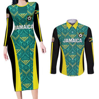 Custom Jamaica Football Couples Matching Long Sleeve Bodycon Dress and Long Sleeve Button Shirt We Believe Reggae Boyz