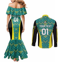 Custom Jamaica Football Couples Matching Mermaid Dress and Long Sleeve Button Shirt We Believe Reggae Boyz